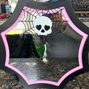 Ashland Black and Pink Skull Mirror Decor